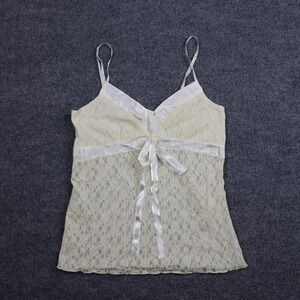 Von Mozart Camisole Womens Medium Ivory Lace Satin Trim Lingerie Top USA
